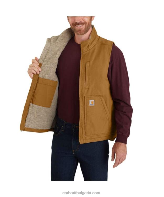 XD68N107 мъже свободна изпрана жилетка с макет на деколте, подплатена с патешка шерпа черен Carhartt